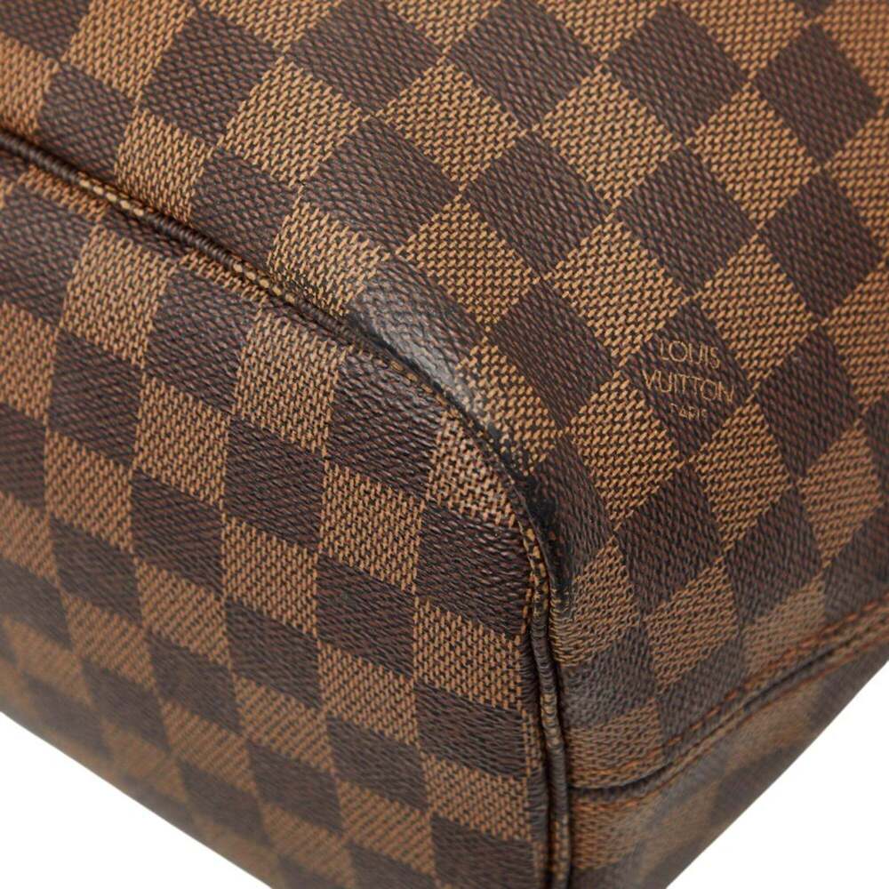 LOUIS VUITTON Authentic Brown Damier Leather Neverfull MM Tote Bag - Picture 4 of 14